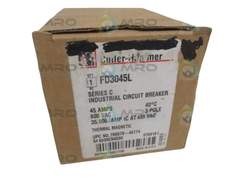 CUTLER HAMMER FD3045L CIRCUIT BREAKER 45A NSMP