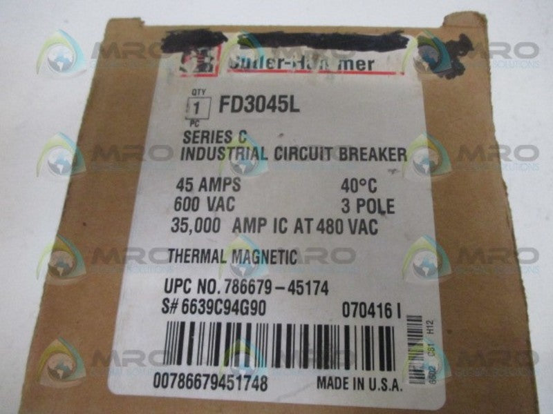 CUTLER HAMMER FD3045L CIRCUIT BREAKER 45A NSMP