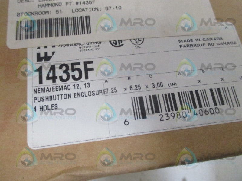 HAMMOND 1435F PUSHBUTTON ENCLOSURE 4-POLE NSMP