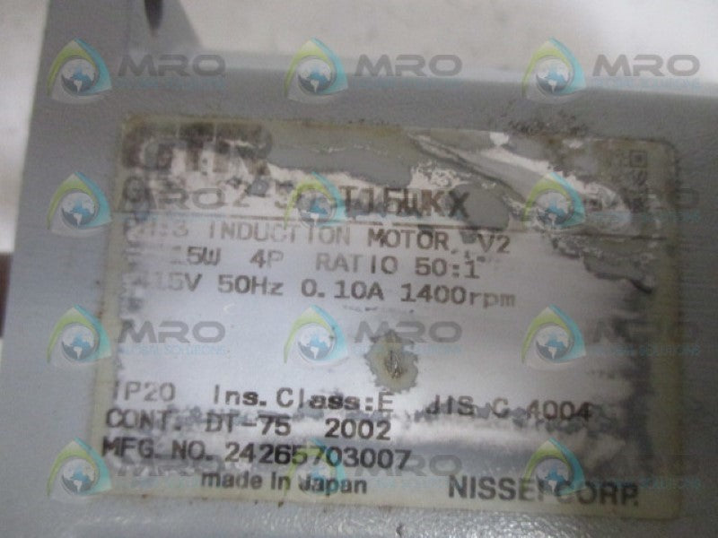 NISSEI GF4-12-50-T15MKX MOTOR RATIO 50:1 UNMP
