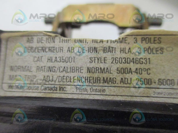 WESTINGHOUSE HLA3500T CIRCUIT BREAKER TRIP UNIT 500A UNMP