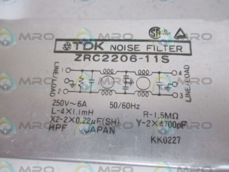 TDK ZRC2206-11S NOISE FILTER UNMP