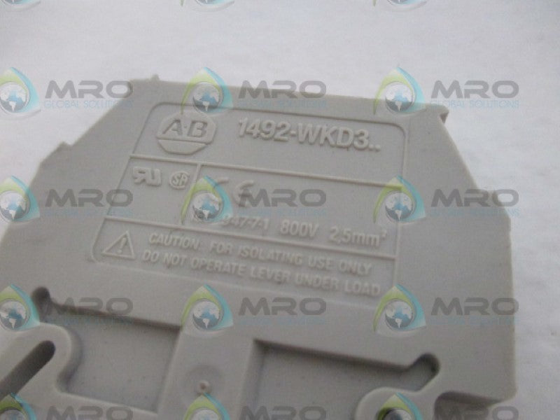 ALLEN BRADLEY 1492-WKD3 TERMINAL BLOCK  GRAY UNMP
