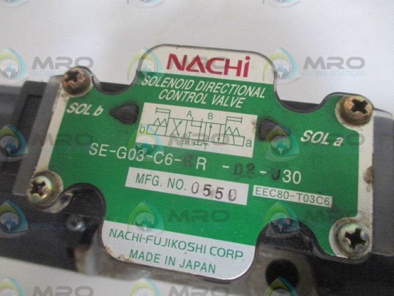 NACHI SE-G03-C6-GR-DR-J30 DIRECTIONAL CONTROL VALVE NSNP