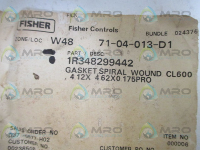 FISHER 1R348299442 SPIRAL WOUND GASKET NSNP