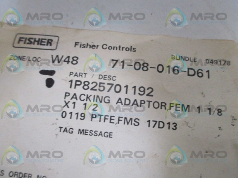 FISHER 1P825701192 FEMALE PACKING ADAPTOR NSNP