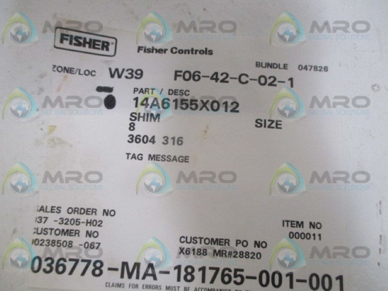 FISHER 14A6155X012 SHIM NSNP