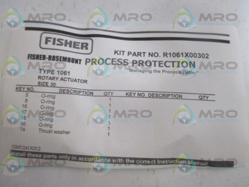 FISHER R1061X00302 REPAIR KIT NSNP