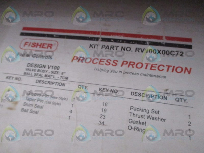 FISHER RV100X00C72 VALVE REBUILD REPAIR KIR 8" NSMP