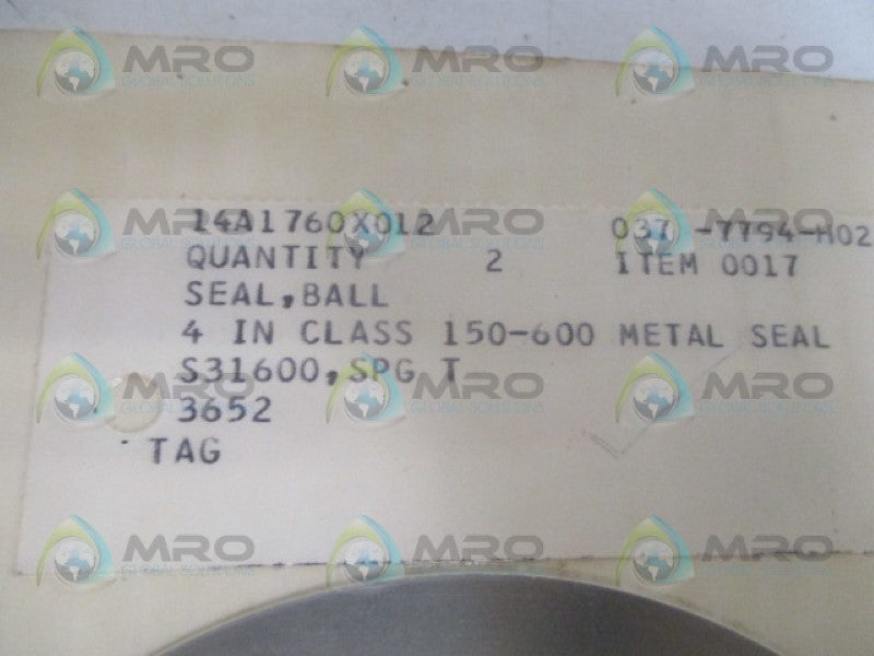 FISHER 14A1760X012 BALL SEAL (PKG OF 2) NSMP