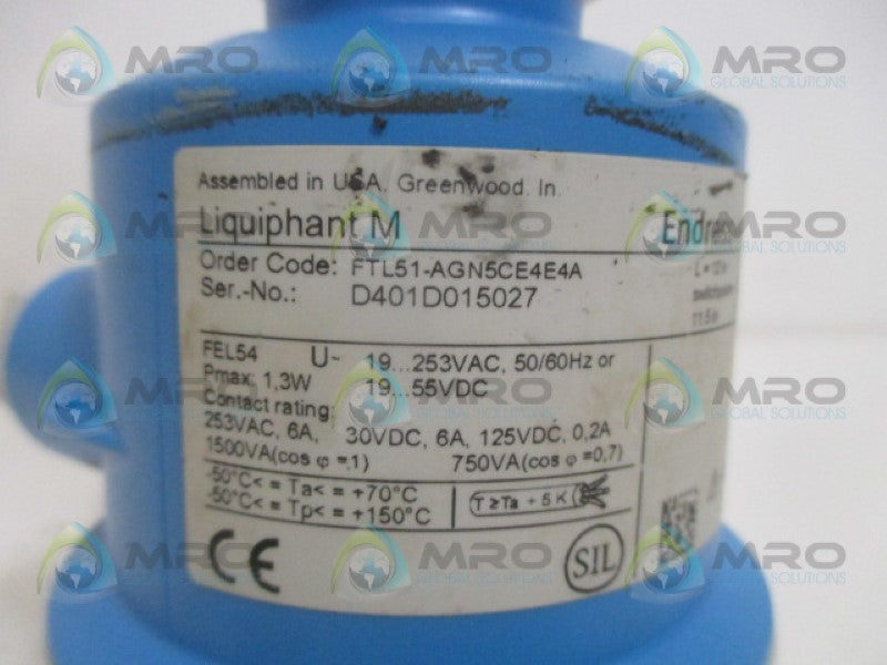ENDRESS+HAUSER FTL51-AGN5CE4E4A LEVEL SWITCH NSNP