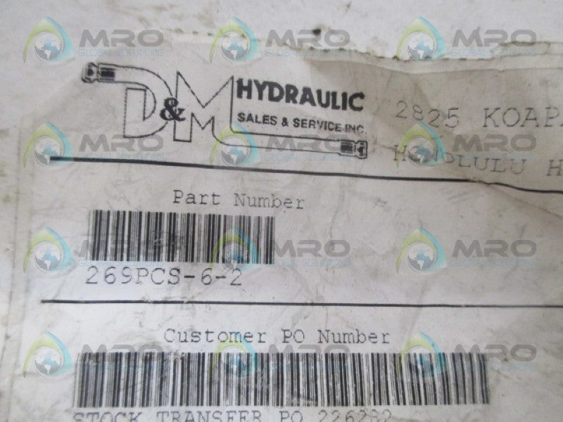 D&M HYDRAULICS 269PCS-6-2 BRASS FITTING NSNP