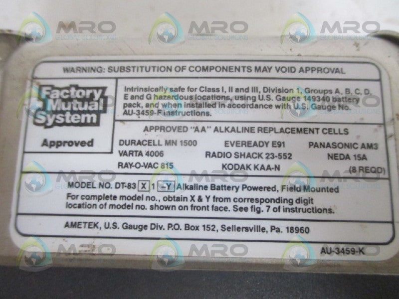 FACTORY MUTUAL SYSTEM DT-83-X1-Y TEMPERATURE READOUT (AS PICTURED) UNMP
