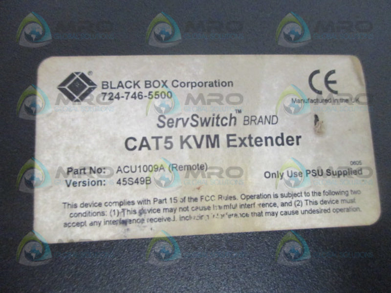 BLACK BOX ACU1009A(REMOTE) CAT5 KVM EXTENDER UNMP
