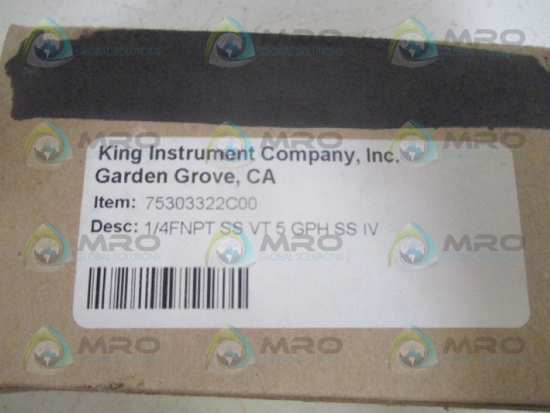 KING INSTRUMENT 75303322C00 FLOW METER 1/4" NSMP