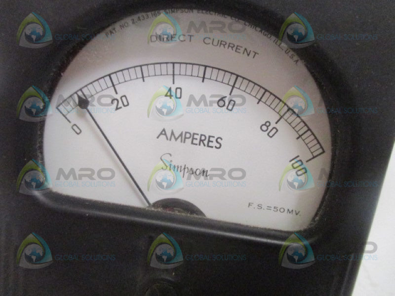 SIMPSON 0390 PANNEL METER 0-100DC AMPERES NSNP
