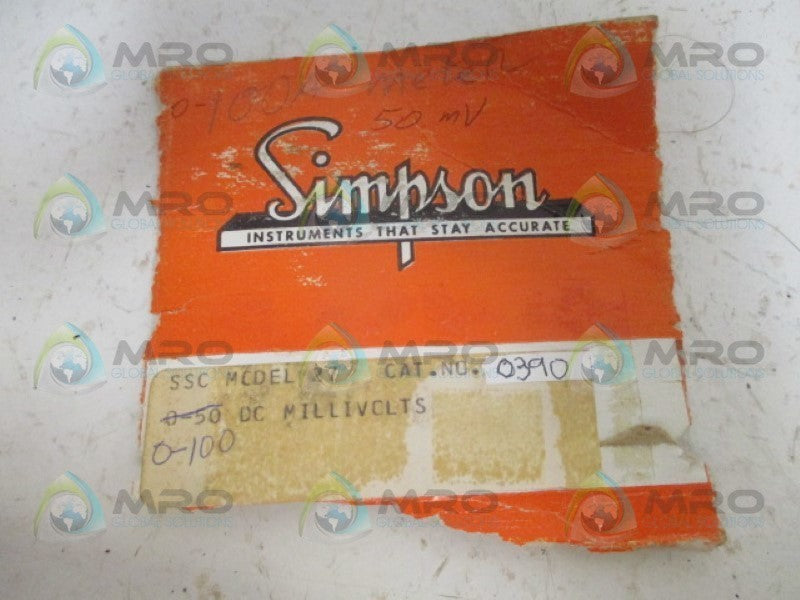 SIMPSON 0390 PANNEL METER 0-100DC AMPERES NSNP