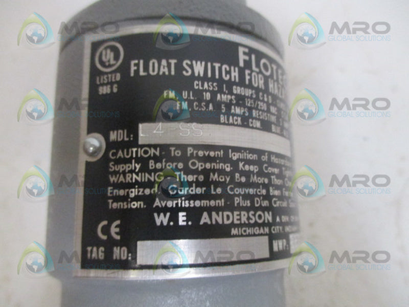 W.E. ANDERSON L4-SS FLOAT SWITCH NSMP