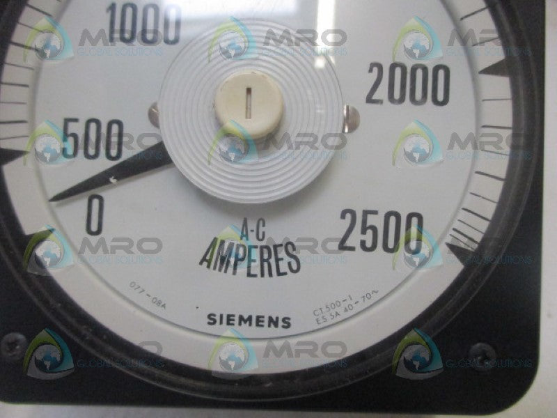 SIEMENS 077-08A9-LSTU-CL PANEL METER 0-2500 ACA NSNP