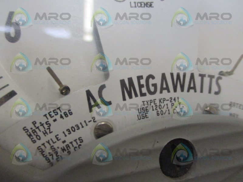 WESTINGHOUSE KP-241 130311-2 PANEL METER 6-6 AC MW NSNP