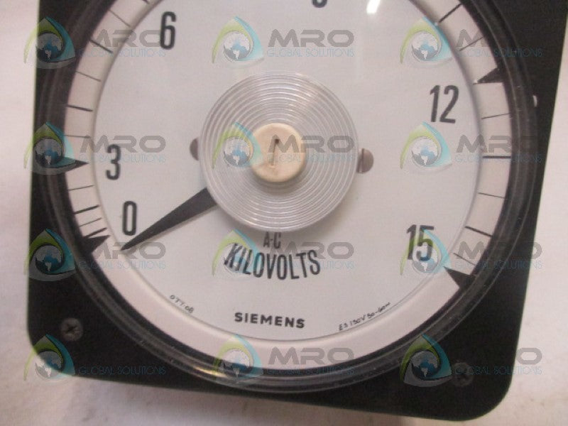 SIEMENS 077-08VA-PZWZCLS PANEL METER 0-15 AC KV NSNP