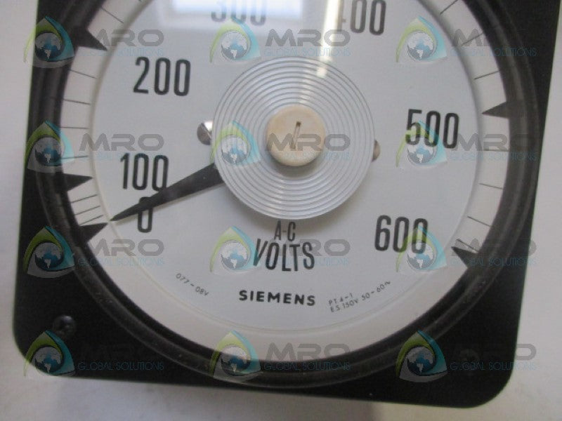 SIEMENS 077-08VA-PZSJCLS PANEL METER 0-600 VAC NSNP
