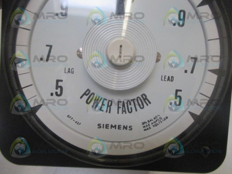 SIEMENS 077-427A-QQAD-SLS POWER FACTOR PANEL METER .5-.5 NSNP