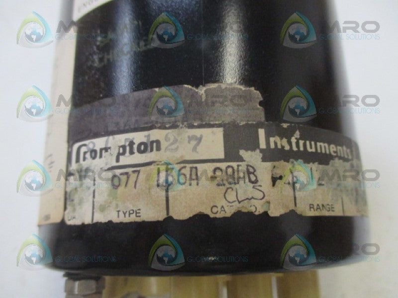 CROMPTON 077-136A-QQAB-CLS POWER FACTOR PANEL METER 1.0-.9 NSNP