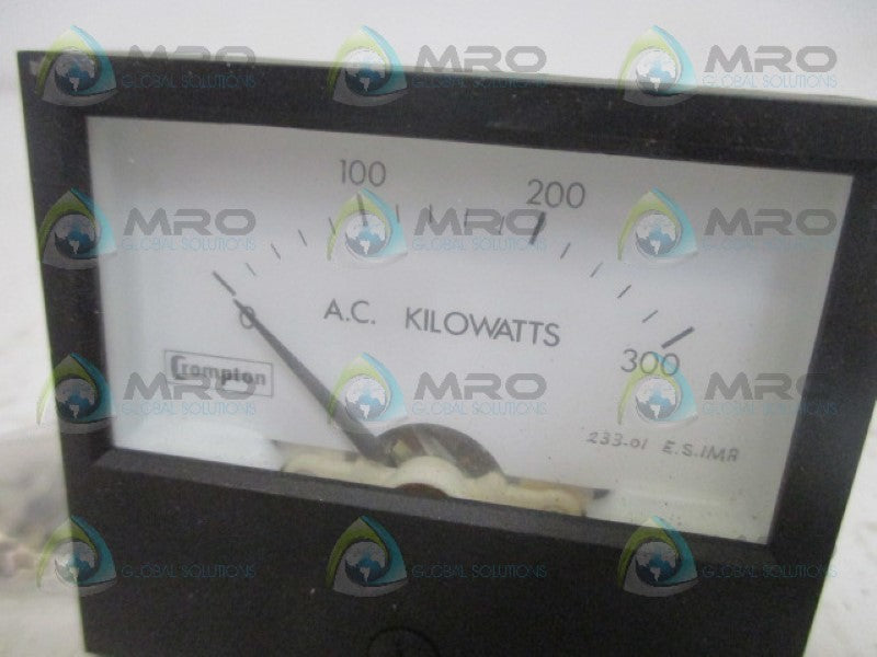 CROMPTON 233-015A-EZXH PANEL METER 0-300 AC KW NSMP