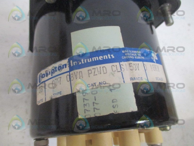 CROMPTON 077-08VAPZWD-CLS PANEL METER 0-18 VAC NSMP