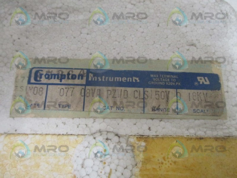 CROMPTON 077-08VAPZWD-CLS PANEL METER 0-18 VAC NSMP