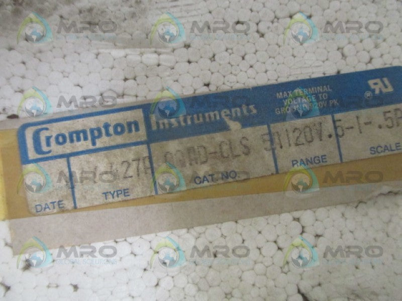 CROMPTON 077-427A-QQAD-CLS PANEL METER .5-.5 CONTROL POWER NSMP