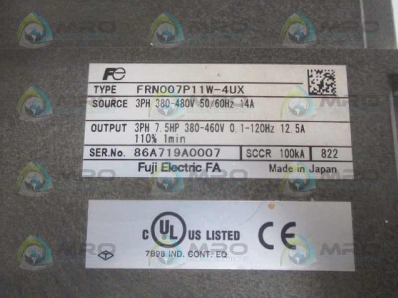 FUJI ELECTRIC FRN007P11W-4UX AF-300 P11 VARIABLE SPEED DRIVE (REPAIRED) UNMP
