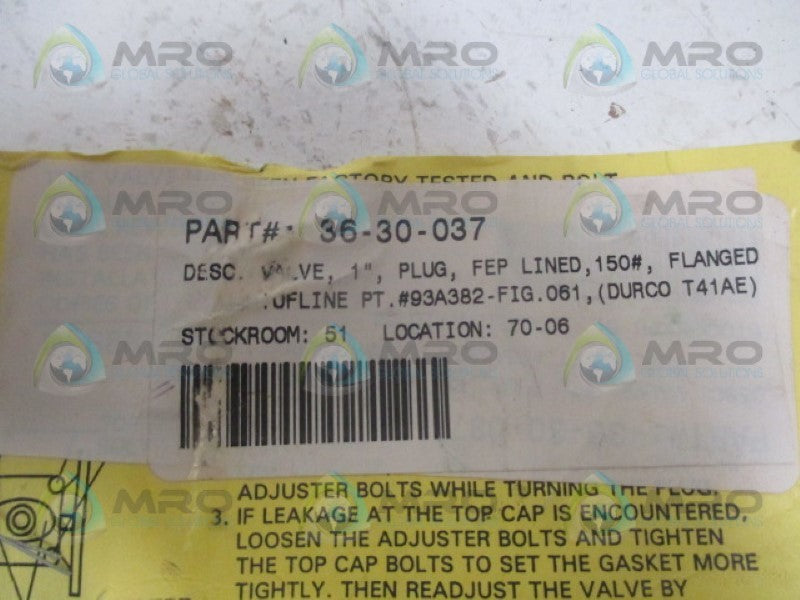 DURACO 93A382-FIG.061 PLUG VALVE 1" NSNP