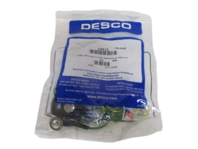 DESCO 9816 BANANA PLUG GROUND CORD 6FT NSMP