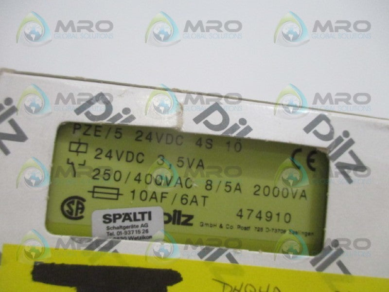 PILZ PZE/5-24VDC-4S SAFETY RELAY NSMP