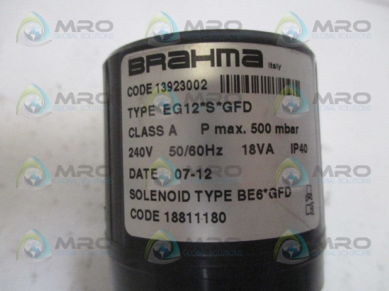 BRAHMA EG12SGFD SOLENOID VALVE 240V NSNP