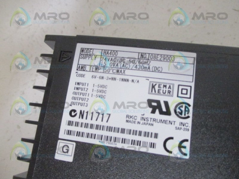 RKC INSTRUMENT HA400-6V-6N-3NN-1NNN-N/A TEMPERATURE CONTROLLER 24V NSMP