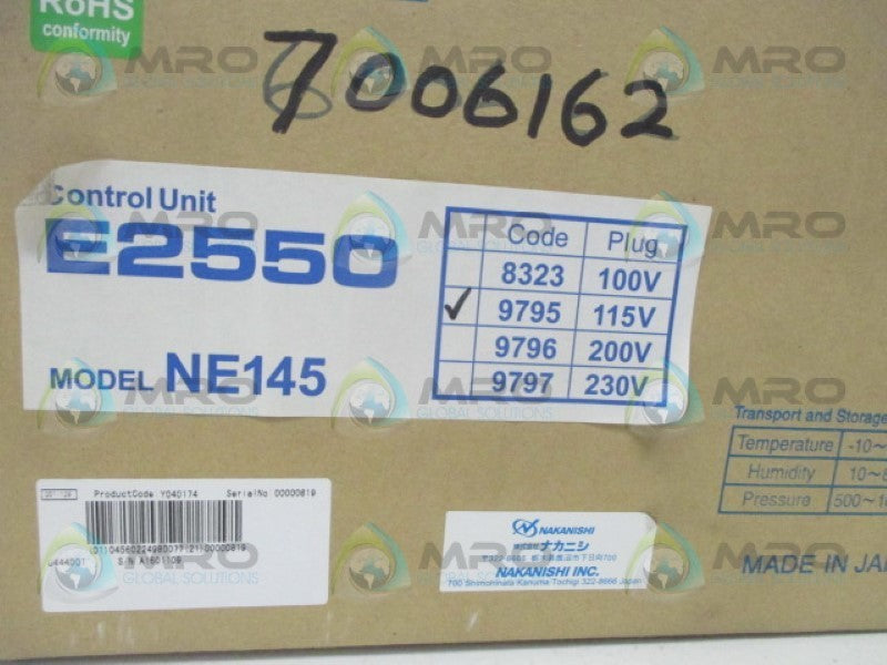 NAKANISHI NE145 CONTROL UNIT 9795 115V NSMP