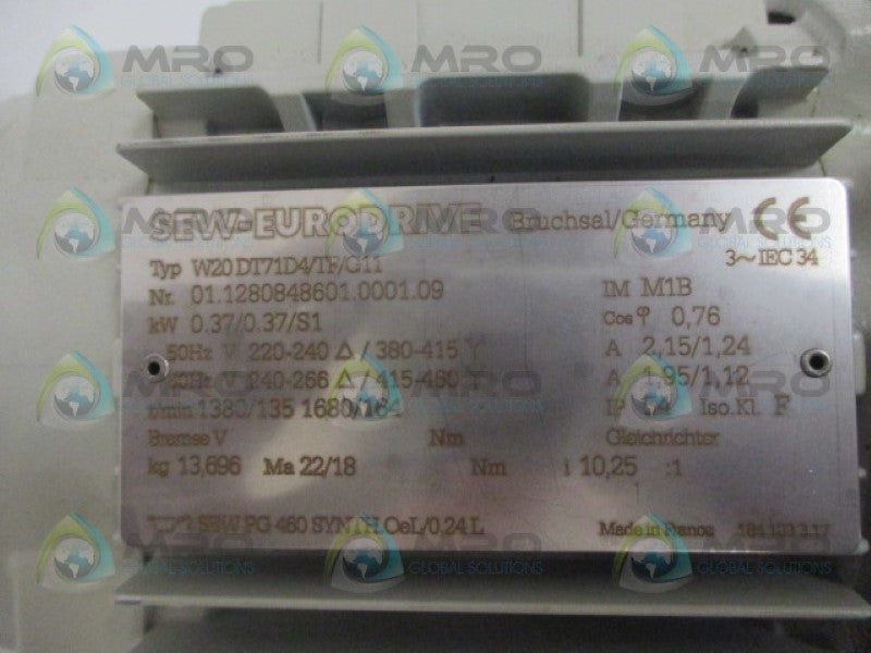 SEW EURODRIVE W20DT71D4/TF/G11 GEAR MOTOR NSNP