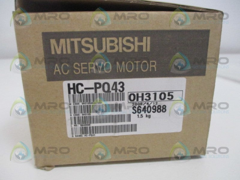 MITSUBISHI HC-PQ43 AC SERVO MOTOR 3AC 122V 2.8A NSMP