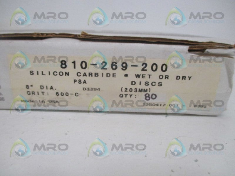 LECO 810-269-200  SILICON CARBIDE PSA DICS 8" 600 GRIT (PKG OF 80) NSMP