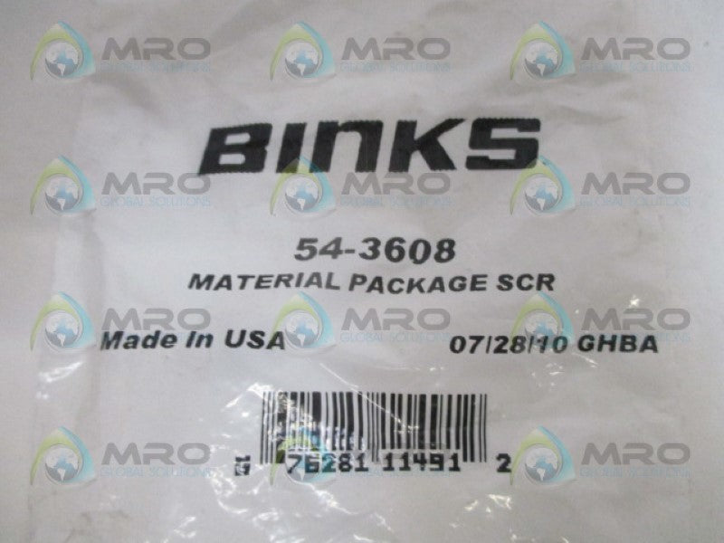 BINKS 54-3608 MATERIAL PACKAGE SCR NSMP