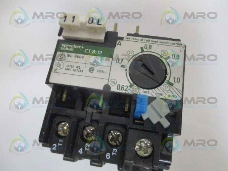 SPRECHNER+SCHUH CT3-1.0 OVERLOAD RELAY 0.62-1.0A UNMP