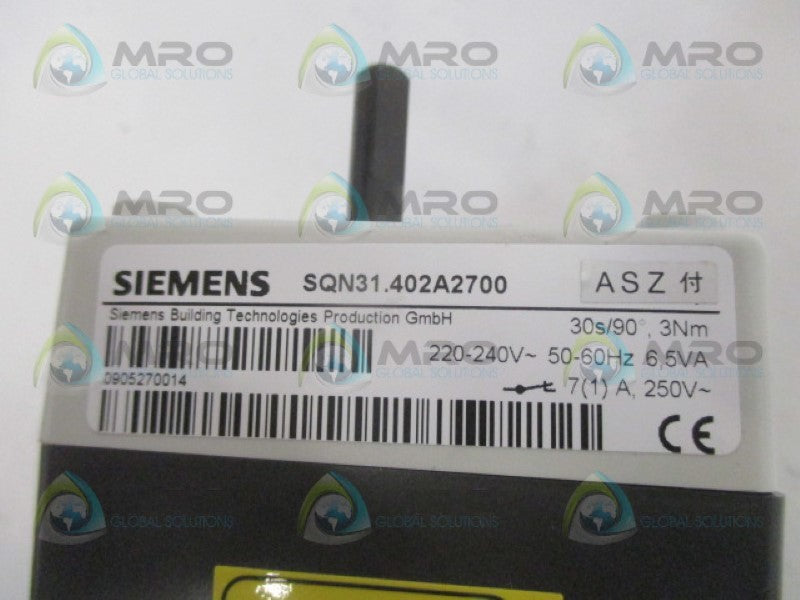 SIEMENS SQN31.402A2700-PM SERVO MOTOR DAMPER 200VAC NSMP
