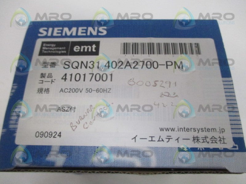 SIEMENS SQN31.402A2700-PM SERVO MOTOR DAMPER 200VAC NSMP