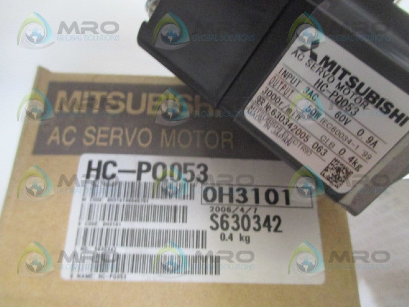 MITSUBISHI HC-PQ053 AC SERVO MOTOR 3AC 60V 0.9A 3000R/MIN NSMP