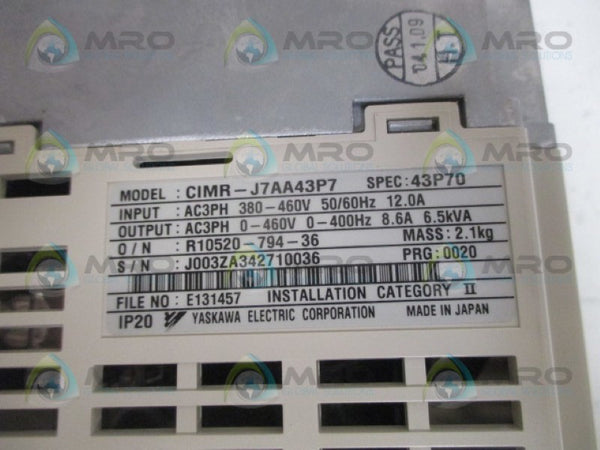 YASKAWA J7 CIMR-J7AA43P7 400V NSMP