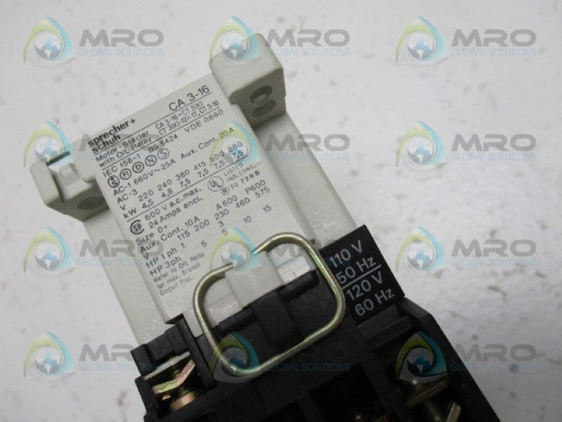 SPRECHNER+SCHUH CA3-16-01-120 CONTACTOR 120V NSNP