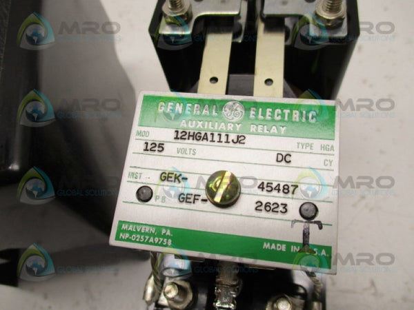 GENERAL ELECTRIC HGA111J2 AUXILIARY RELAY  125V NSMP